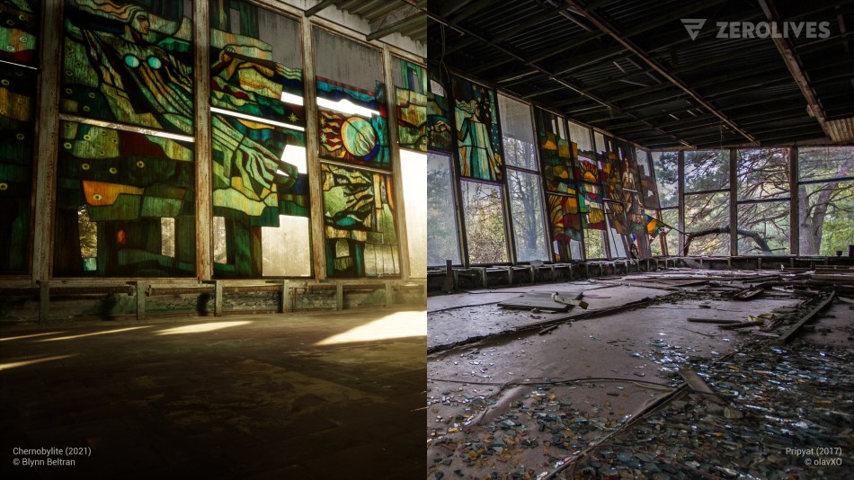 The inside of Cafe Pripyat, locally known as &amp;quot;the Dish&amp;quot;