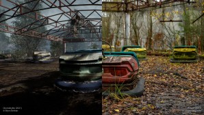 Bumper Cars in the abandoned amusement park in Pripyat, Ukraine. The Farm 51 development team spent 100 days in the Chernobyl Exclusion Zone during the production of Chernobylite.